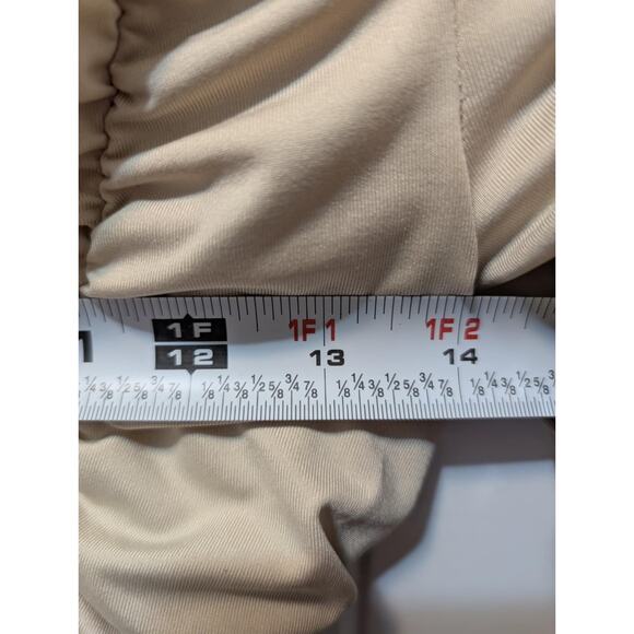 Edikted Long Sleeve Ruched Dollie Sexy Mini Dress Beige Size XS Party Clubwear - Picture 5 of 8